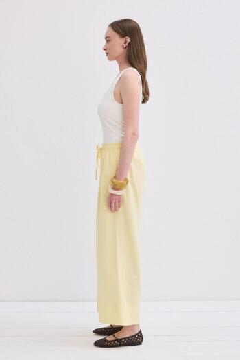 KADRİYE BAŞTÜRK Doren Linen Trousers Lemon Yellow