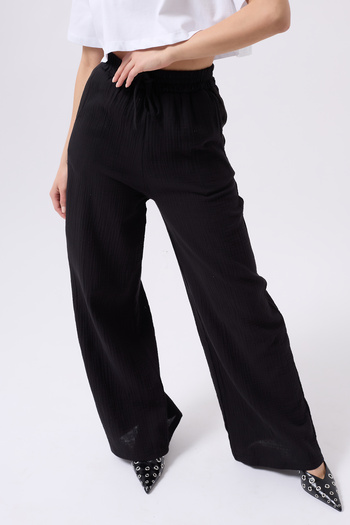 Clu Athena Black Muslin Palazzo Trousers