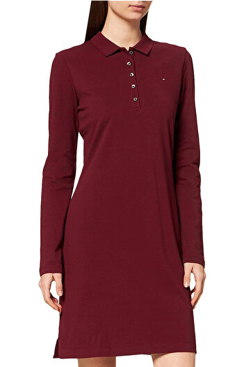 Tommy Hilfiger Rochie mini Tommy Hilfiger cu logo discret Rosu Bordo S INTL