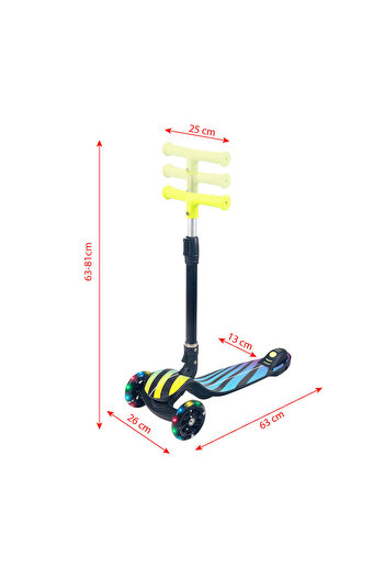 ACTION ONE Fantasy folding scooter with light-up wheels, multicolor