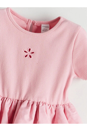 LC Waikiki LCW Kids Pembe Bisiklet Yaka Kız Çocuk Kaşkorse Elbise