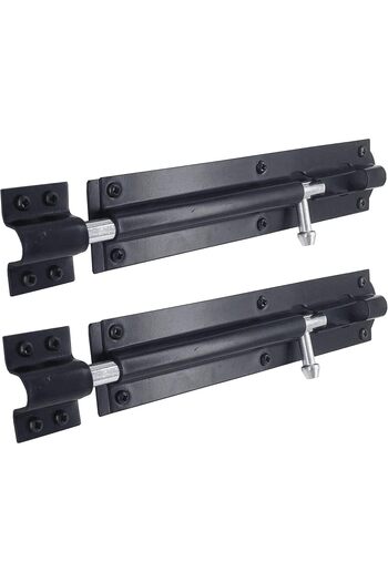 Generic IRONTITE® 2 Pack Tower Bolt Black, Gate Bolts for Wooden Gates, Slide Bolt, Black Door Lock Bolt, S