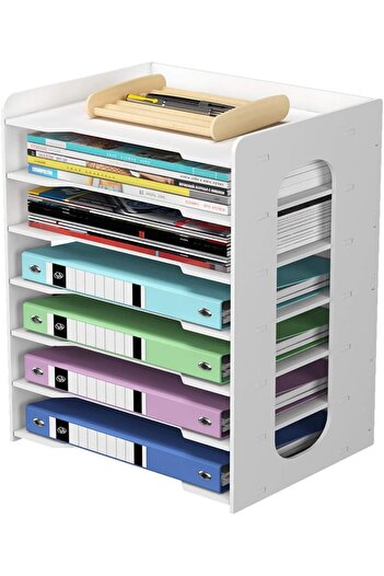Generic 7 Tier Office File Organizer Rack Shelf Tray A4 Paper Holder Document Storage for Desk ,Home Office