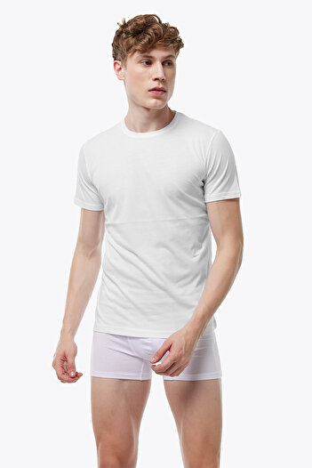 Malabadi Men's Stone Color Round Neck Modal Thin Summer Coolness T-Shirt 084