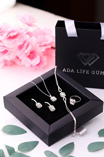 ADA LİFE GÜMÜŞ 925 Ayar Gümüş Dörtlü Baget Set (ÇANTALI KUTU)