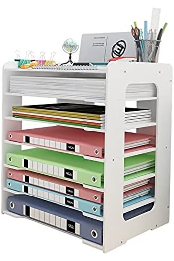 Generic 7-Tier Letter Tray Organizer, Office Desk Tidy Storage Rack, A4 Paper Filing Holder for Home Office