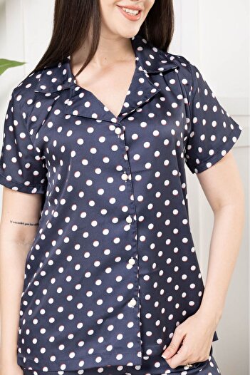 mervemoda Women's Silk Satin Thin Summer Front Button Pajamas Set