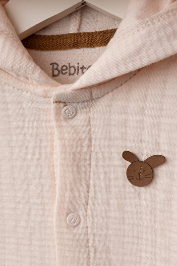 Bebitof Cute Figures Patterned Hooded Cotton Baby Cardigan