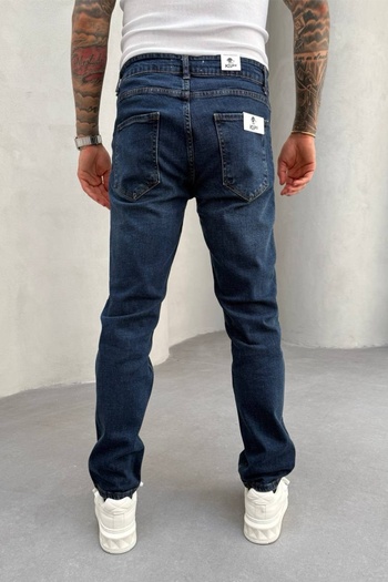 MADZEYMODA Erkek Regular Fit Likralı Esnek Koyu Mavi Jean Kot Pantolon KE-675
