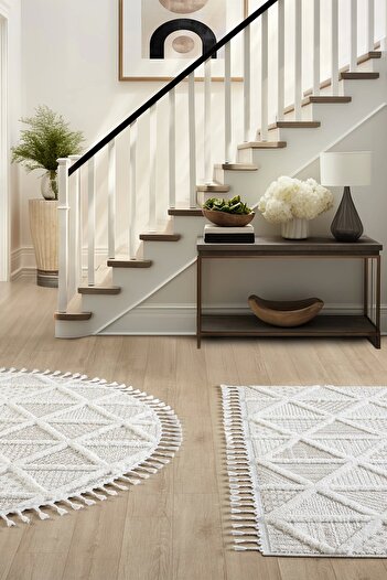 Eliz Home Krem Bej Bukleli Dokuma Halı Antre Yolluk Çocuk Odası Oturma Odası Salon Mutfak Halısı