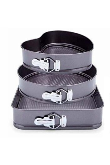 PUFO Set of 3 Pufo Cake metal baking trays for cakes, with removable base and different shapes