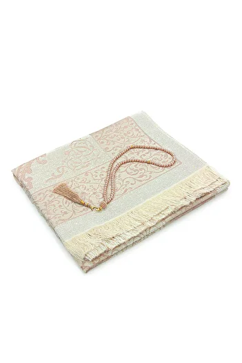ihvan online Gift Slub Bag, Prayer Beads, Dowry Prayer Rug Set Gold