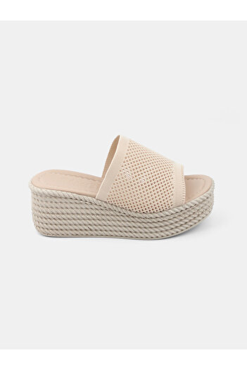 MAGGIO Γυναικείες Πλεκτές Παντόφλες Nude Wedge Heel Daily