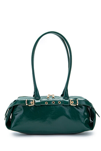 minebag Belt Detailed Patent Leather Faux Leather Shoulder Bag Anfora Green