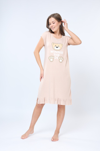 ZBTEKS Patterned Tasseled Modal Combed Cotton Casual Dress