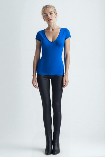 WESTMARK LONDON Mavi V Yaka Kısa Kollu Kadın T-Shirt VALLI V-NECK S/S TOP