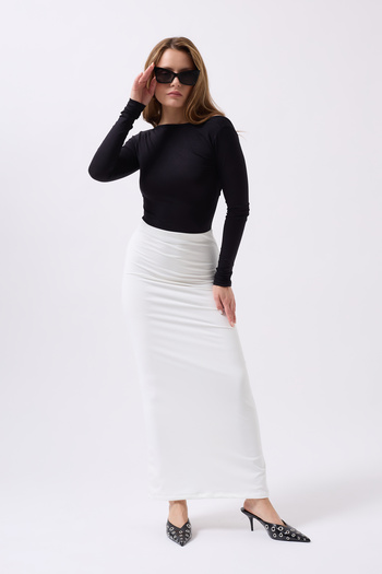 Clu Liora White Maxi Basic Skirt