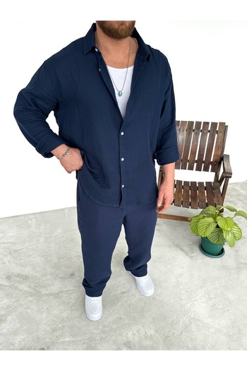 OKSHEN Men's Muslin Shirt Trousers Set