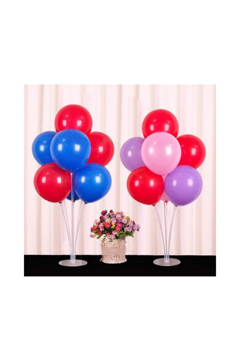 BalonKasaba 2 Balloon Decoration Stands, Set of 2 with 7 Sticks, Pedestal Stand and Gift 14 Pastel Color Balloons
