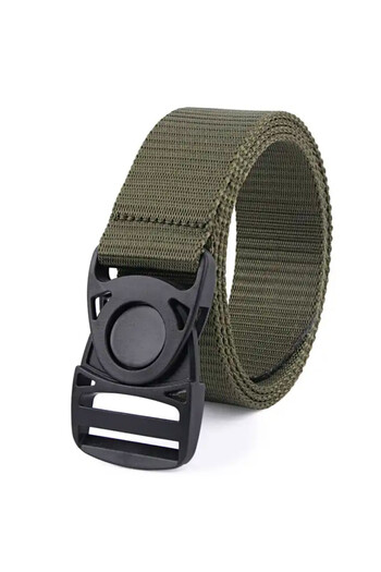 PUFO Traveler belt for men 3.8 x 123 cm, plastic buckle, green