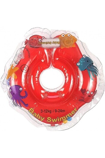 Babyswimmer Red baby neck warmer with rattles 0-24 months