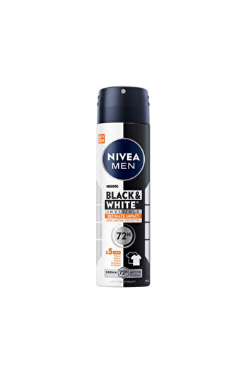 NIVEA Deodorant Spray Men Black & White Invisible Ultimate Impact, Male, 150 ml