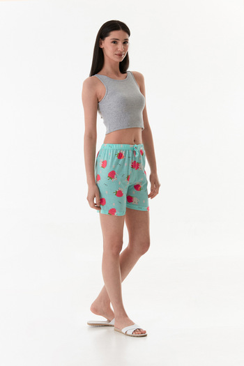 Fulla Moda Strawberry Printed Lace-Up Shorts