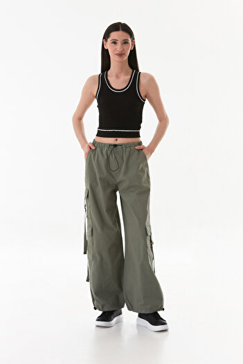 Fulla Moda Cargo Pocket Gabardine Trousers with Waist and Leg Stoppers