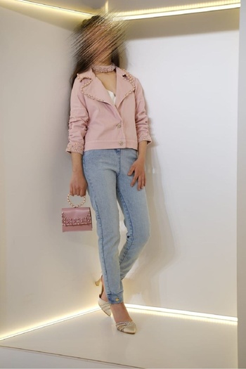 Ribbon kids Girl's Suit with Pearl Jacket + Bag