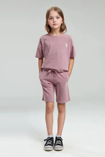 U.S. Polo Assn. Girls Clothing 100% Cotton T-Shirt & Shorts Set of Two Us01.Ll.01.P4.O022