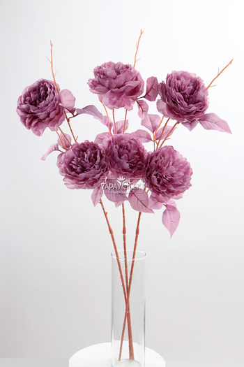 Yapay Çiçek Deposu Artificial 2 Rose Peony Flower Branch 77 cm Dried Rose