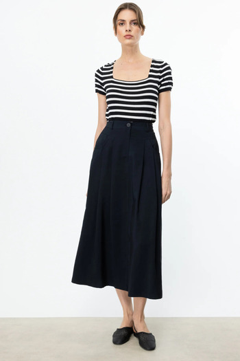 Ekol Elastic Waist Skirt with Side Pockets
