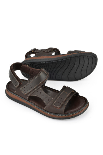 Ziya , Men's Genuine Leather Sandals 1511045 Zs6 Coffee