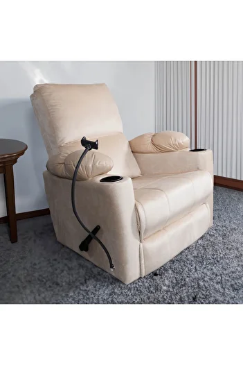 Lazy Vibes Sun Plus | Velvet Rocking & Rotating Cinematic Recliner Chair with Phone & Cups Holder - Dark Ivory