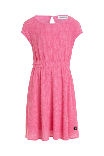 Calvin Klein Girls Pink Amour Crinkle Fit & Flare Dress
