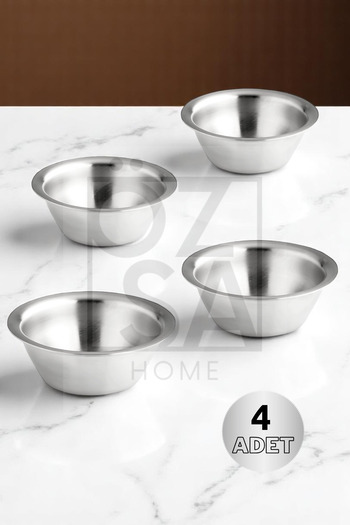 ÖzSa Home 4 Pieces 18/10 Stainless Steel Coffee Side Turkish Delight Bowl Jam Bowl Burger Side Sauce Bowl 7,5 cm