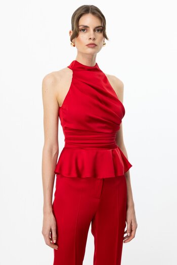 Ekol Halter Neck Satin Blouse