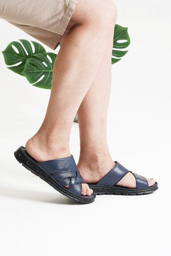 MİRA TERLİK ORTOPEDİK TERLİK VE AYAKKABI Men's Orthopedic Leather Slippers Soft and Flexible Massage Sole Daily Slippers Suitable for Hajj and Umrah