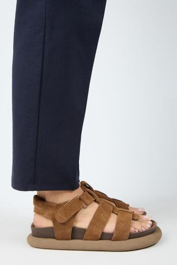 Manijero Capra Women's Genuine Leather Scarf Velcro Tan Sandals