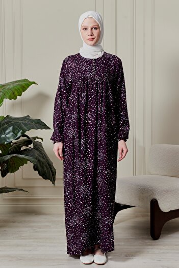 fistan Shirred Robadan Buttoned Front Viscose Fabric Tesseture Clothing Mother Dress Prayer Dress