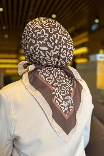 Sultan Eşarp Φουλάρι Sultan Fresh Cotton - Απλό μοτίβο λουλουδιών - SFE002-10 - Milk Coffee, Cream