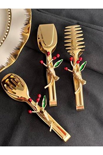 ROSSEV Japanese Rose Bird 3-Piece Tongs Set