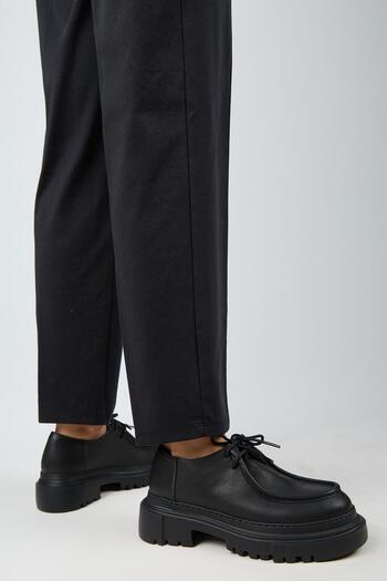Manijero Carol Women's Genuine Leather Lace-Up Black Shoes