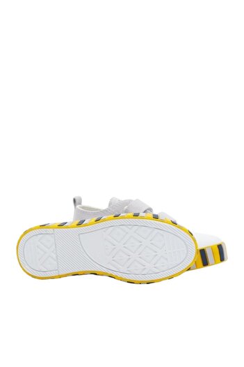 Liger Unisex Çocuk Keten Kısa Convers Modeli Cırtlı Sneaker Spor Ayakkabı (26-30) GRİ - SARI