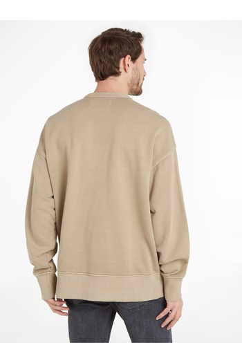 Calvin Klein Men Brown Mineral Dye Crew Neck Hoodie