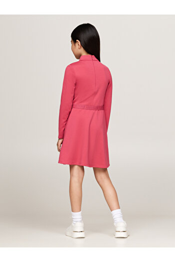 Tommy Hilfiger Women Pink Belted Long Sleeve Extra Slim Punto Dress