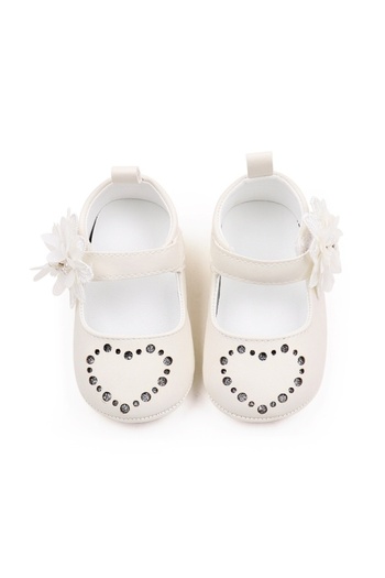 Superbaby Pantofiori albi sidefati - Heart