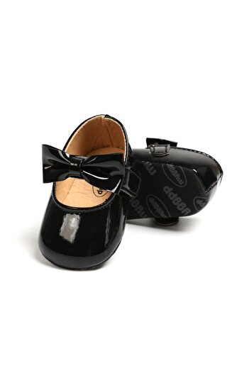 Superbaby Pantofiori negri cu fundita din piele ecologica lacuita