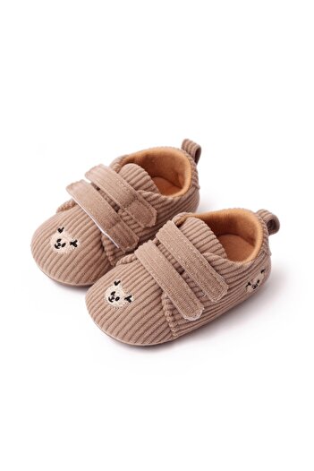 Superbaby Brown baby shoes made of ribbed material