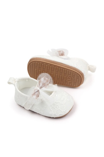 Superbaby Pantofiori albi cu dantela inflorata